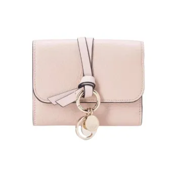 Chloe Grain Leather Wallet Trumpets Women's Pink