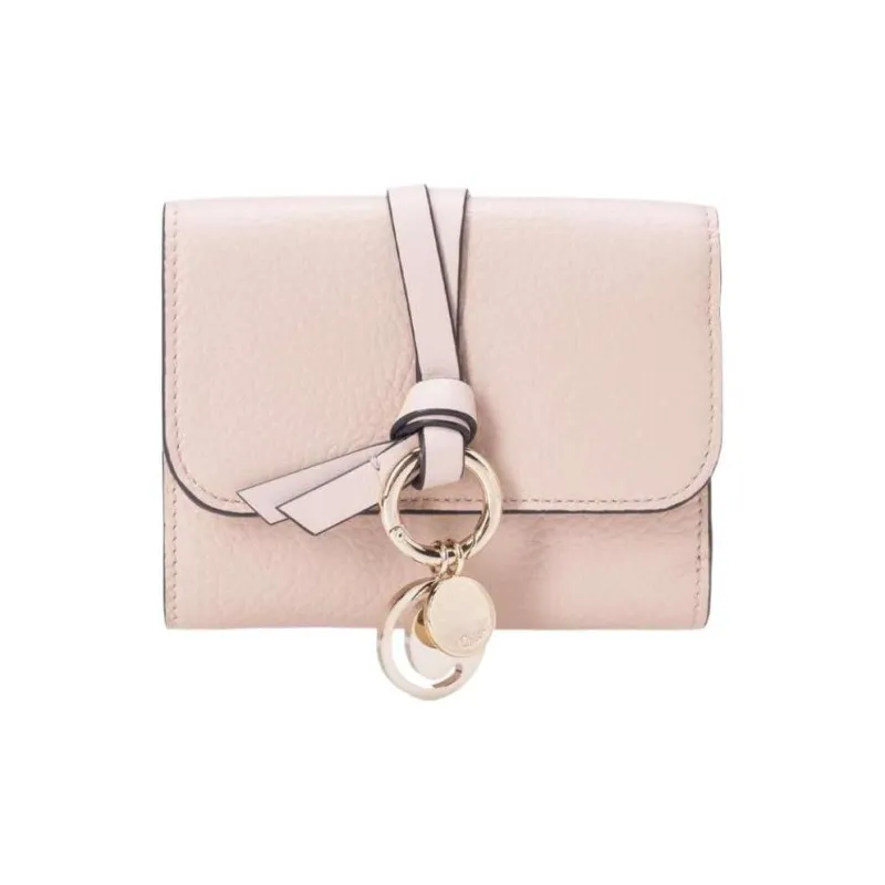 Chloe Grain Leather Wallet Trumpets Women's Pink-0
