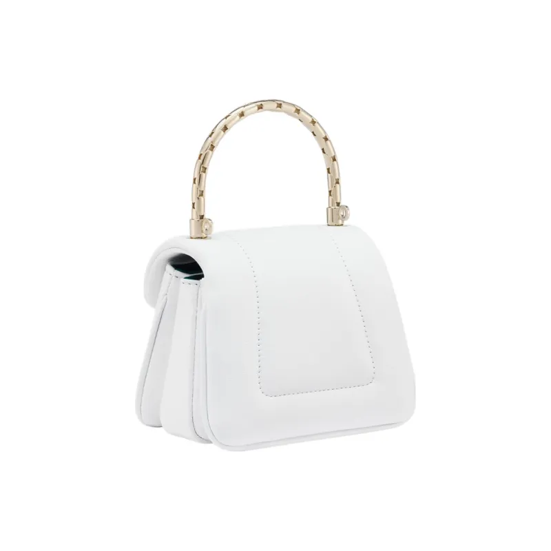 BVLGARI Serpenti Reverse Calfskin Shoulder Bag Crossbody Bag Handbag Mini Women's White-2