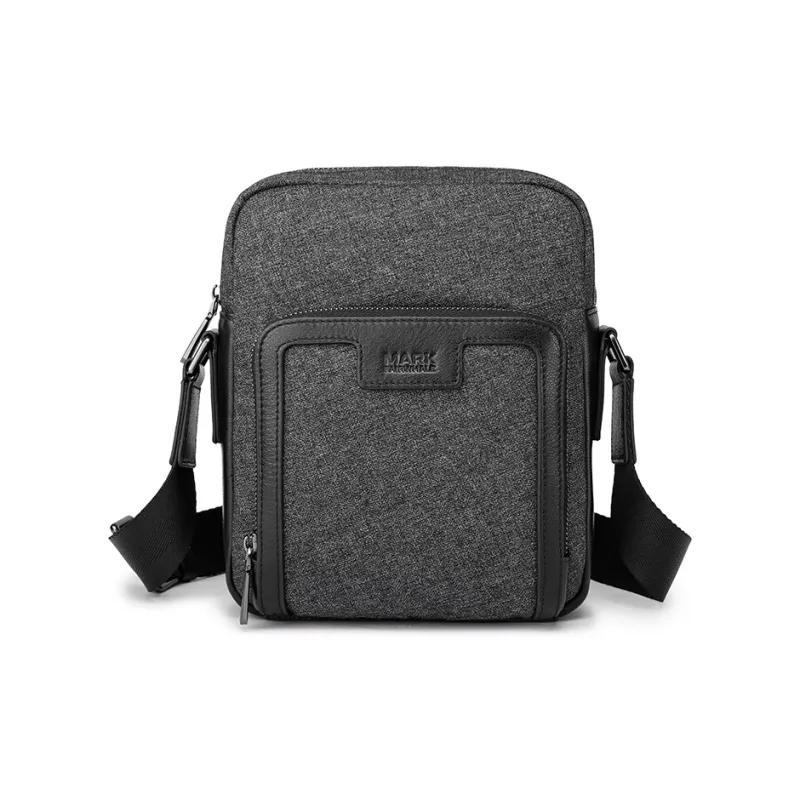 FAIRWHALE Oxford With Cow Leather Shoulder Bag Crossbody Bag Messenger Bag Men's Dark Gray-0