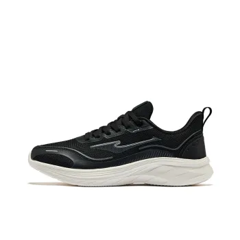Erke Cushioning Wear Resistant Low Top Running Shoes Women's Jet Black Bright Silver
