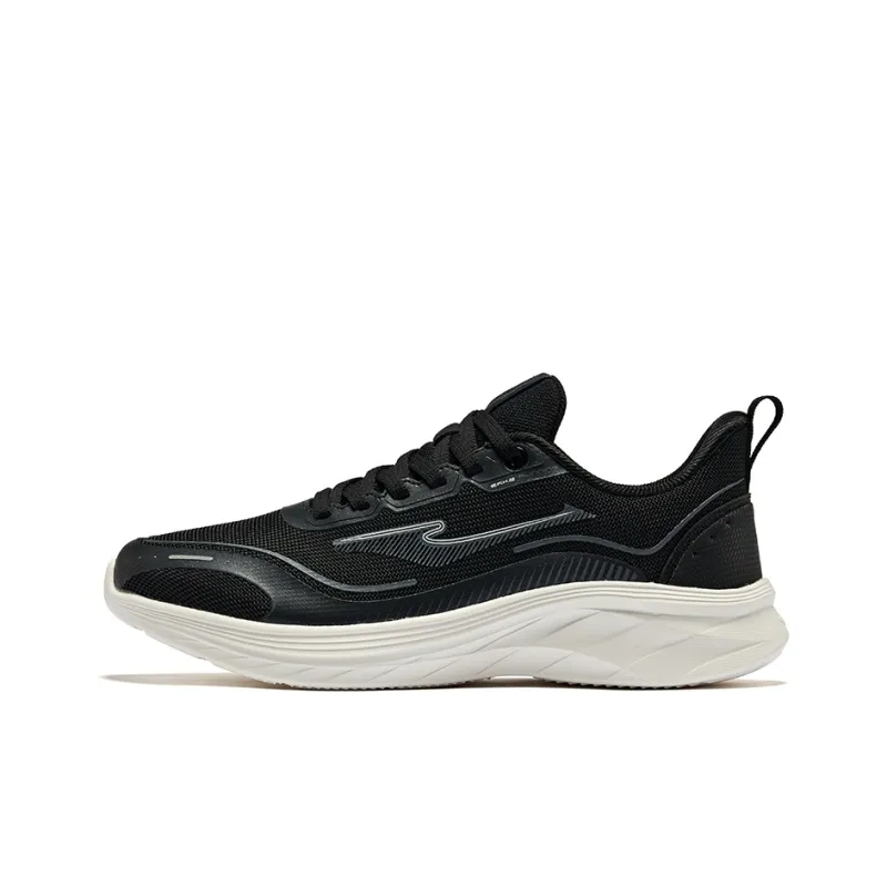 Erke Cushioning Wear Resistant Low Top Running Shoes Women's Jet Black Bright Silver-0
