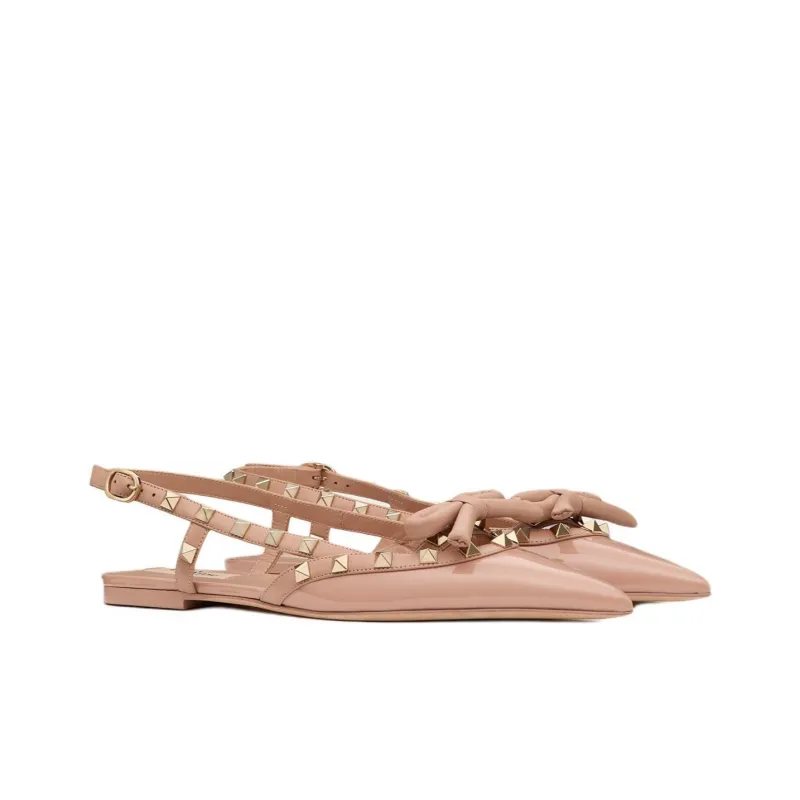 Valentino Garavani Rockstud Bow Slingback Ballerina Shoes-2