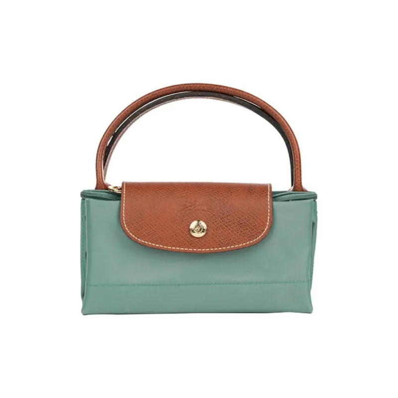 LONGCHAMP Le Pliage Canvas With Leather Handbag Small Size Women's Elm Green-1