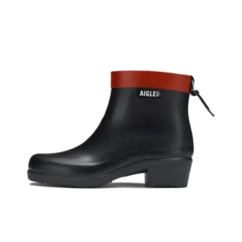 AIGLE Water-Resistant Rain Boots Women's Black Red