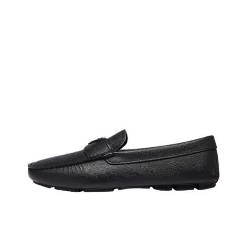 PRADA Triangle-logo Leather Loafers