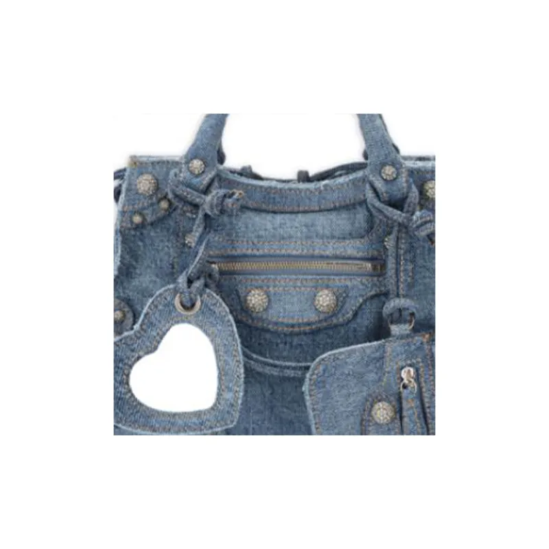 Balenciaga Neo Cagole Fabric Shoulder Bag Crossbody Bag Extra Small Women's Denim Blue-5