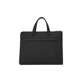FERRAGAMO Embossed Calfskin Handbag Briefcase Men's Black