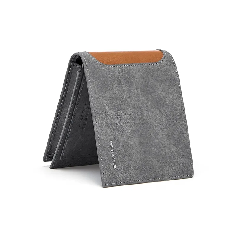 CNOLES Microfiber Coin Purse Small Size Men's Gray-2
