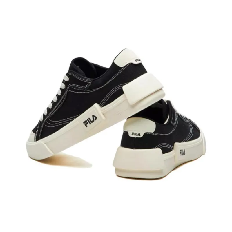 FILA FUSION POP Slip Resistant, Abrasion Resistant, Waterproof Coverage Low Top Canvas Shoes Women's Black White-4