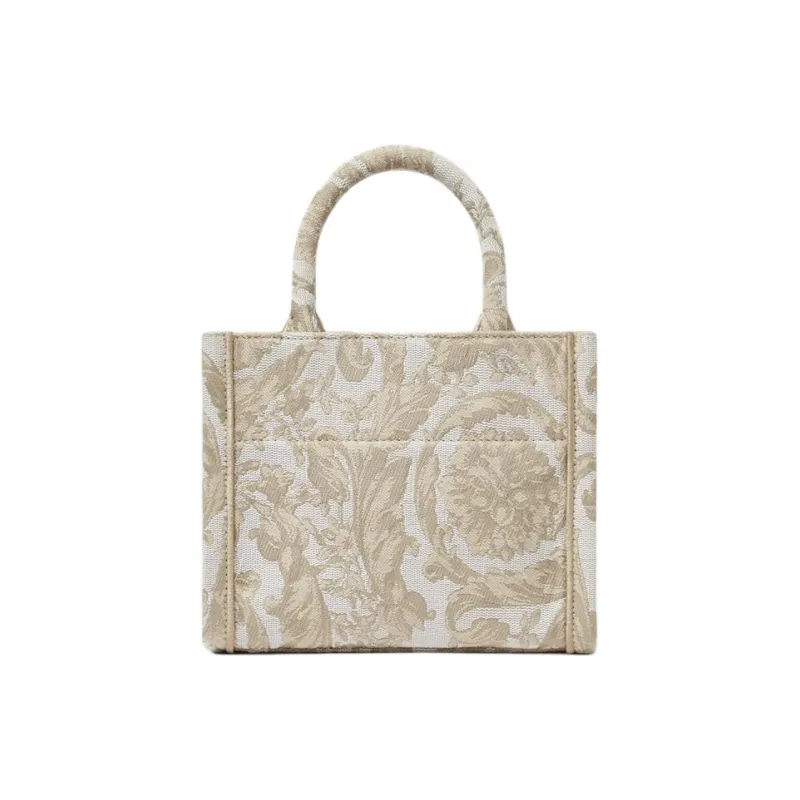 FANSIZHE Barocco Jacquard Canvas Bag, Tote Bag, Shopping Bag, Handbag Extra Small Women's Beige-2