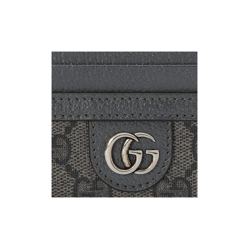 GUCCI Ophidia Canvas With Leather Trim Business Card Holder Card Case Men's Gray/Black-4