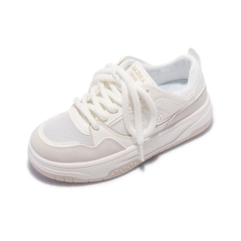 Miss Zhang Cushioned Anti Slip Wear Resistant Lightweight Height Increasing Low Top Casual Shoes Women's White Khaki-2
