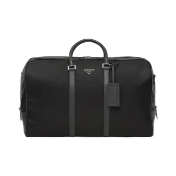 PRADA Nylon And Saffiano Leather Travel Bag Handbag Unisex Black