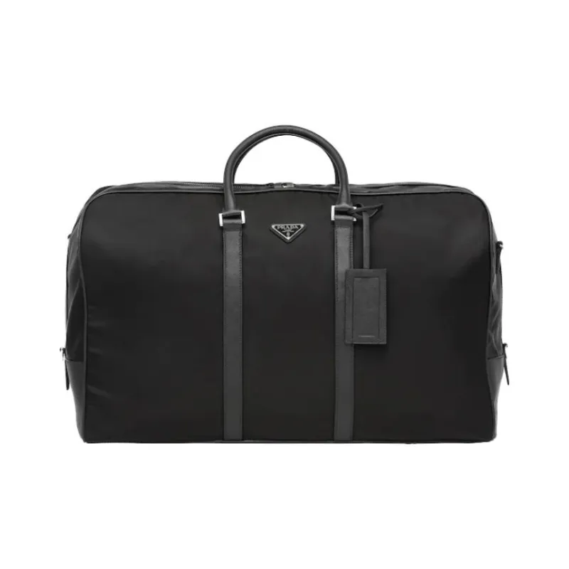 PRADA Nylon And Saffiano Leather Travel Bag Handbag Unisex Black-0