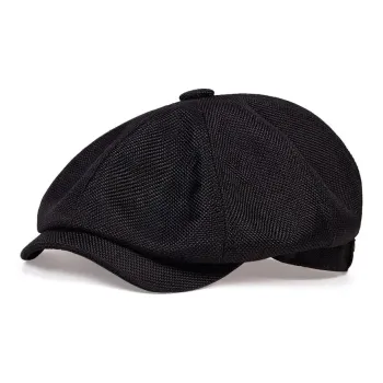 AAJF Linen Octagonal Cap Spring Summer Thin Breathable Baseball Cap Men's Vintage Beret Painter Beret Men's