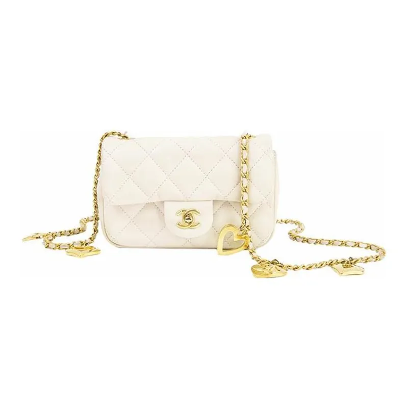 CHANEL Lambskin Flap Bag, Shoulder Bag, Crossbody Bag Mini Women's White-1
