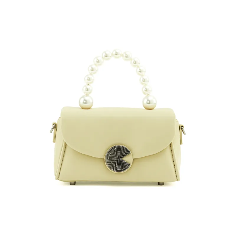 Simedin Cow Leather Box Small Square Bag, Crossbody Handbag Trumpets Women's Silk Satin Silver/Custard-1