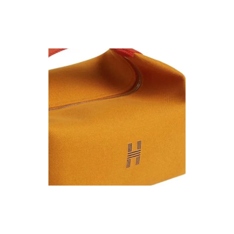 HERMES Bride a Brac Fabric Surface Travel Bag Storage Bag Handbag Toiletry Bag Large Size Women's Ochre-2