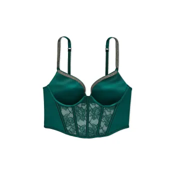 Victoria's Secret PINK VERY SEXY BombshellAdd-2-CupsShineStrapPush-UpCorset//Ge Bra Women's Green