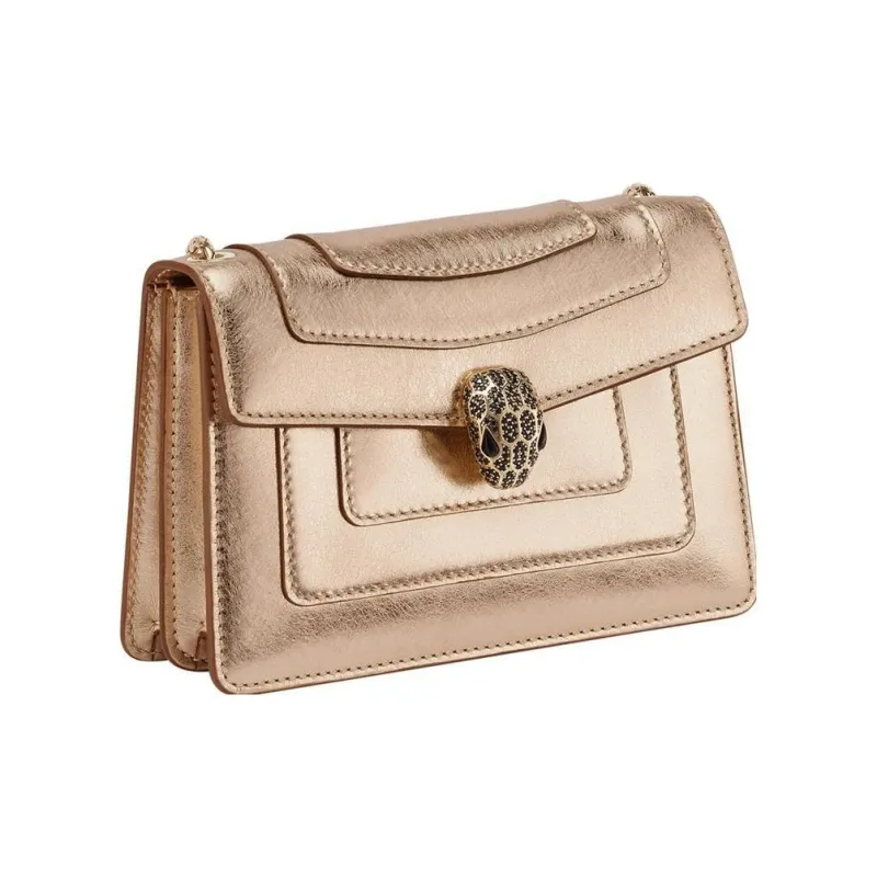 BVLGARI Serpenti Forever Series Calfskin Crossbody Bag Shoulder Bag Women's Light Gold-1
