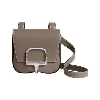 HERMES Della Cavalleria Tardelakt Calfskin Shoulder Bag, Crossbody Bag Mini Women's 18 Etoupe Elephant Gray