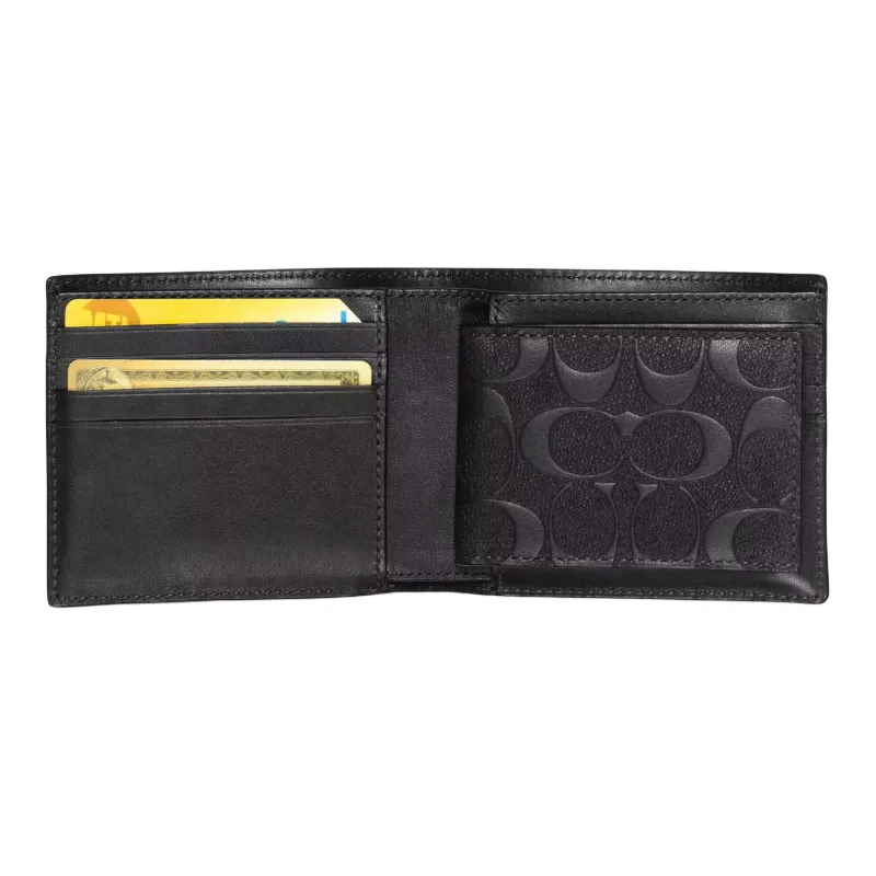 COACH 3 IN 1 Wallet Signature Leather Wallet Mini Men's Black-2