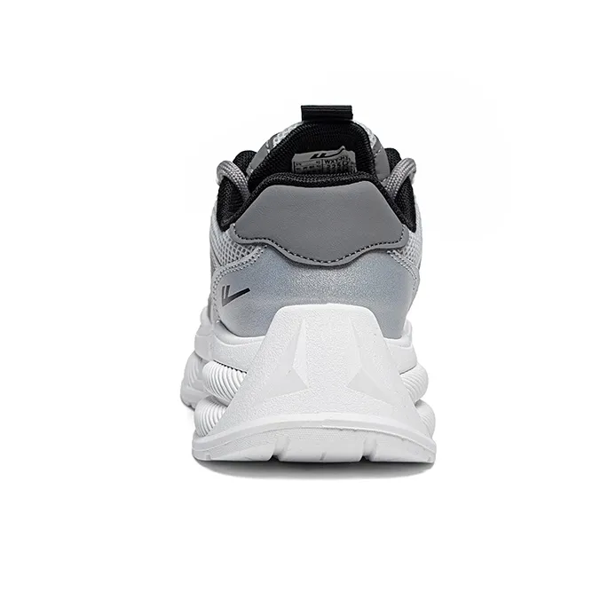 Warrior Students Platform Chunky Sneakers Lightweight And Breathable Low Top Casual Shoes Unisex Silver Black-2