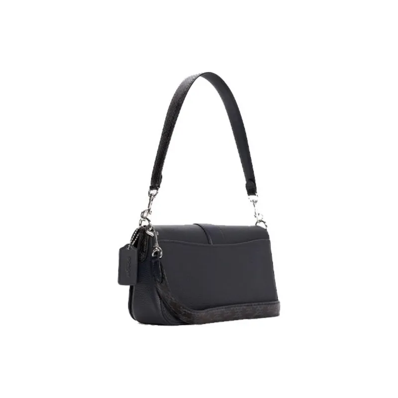 COACH Georgie Litchi Grain Leather Shoulder Bag, Crossbody Bag Tubas Women's Midnight Blue-1