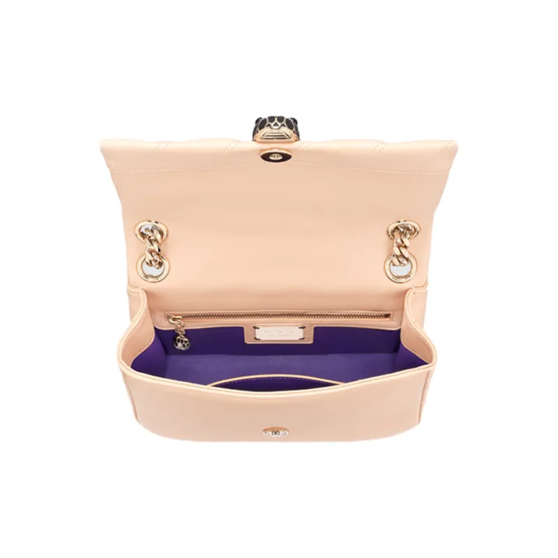 BVLGARI Serpenti Cabochon Pattern Crossbody Bag, Shoulder Bag Women's Peach-3