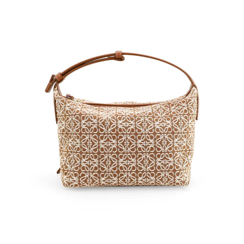 LOEWE Small Cubi Bag In Anagram Jacquard And Calfskin Tan/Pecan-1
