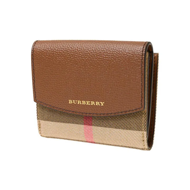 Burberry Canvas With Leather Card Clip Card Holder Wallets Regular Women's Khaki-1