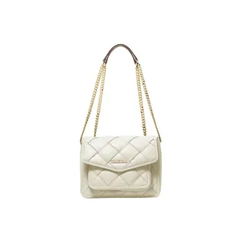 MICHAEL KORS Regina Cow Leather Shoulder Bag Crossbody Bag Large Size Women's Cream White