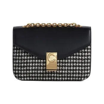 CELINE Twill Velvet With Shimmering Calfskin Crossbody Bag Shoulder Bag Women's Black