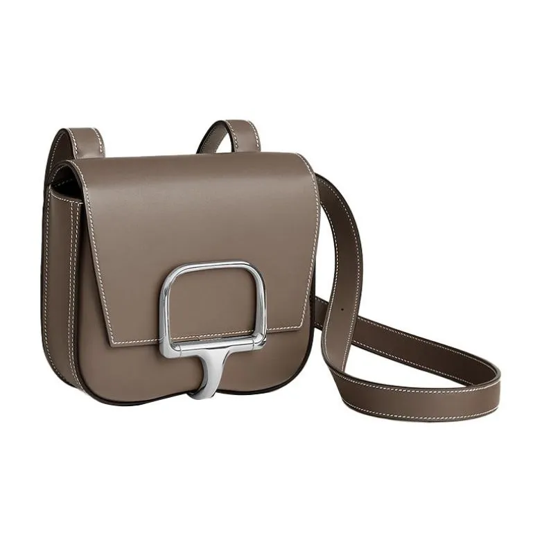 HERMES Della Cavalleria Tardelakt Calfskin Shoulder Bag, Crossbody Bag Mini Women's 18 Etoupe Elephant Gray-1