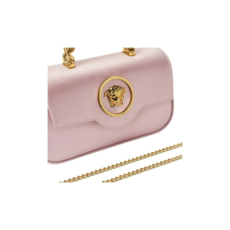 VERSACE La Medusa Satin Shoulder Bag, Crossbody Bag, Handbag Mini Women's Light Pink Red-3