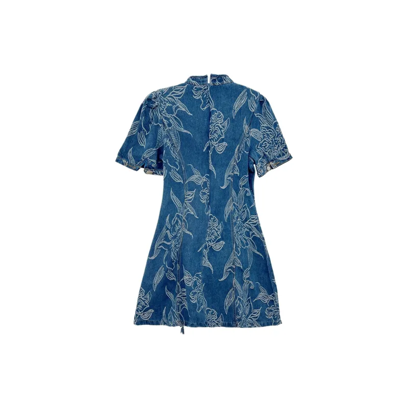 Icicofficial Short Sleeved Dresses Women's Blue-1