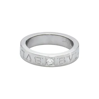 BVLGARI 2010s 18K White Gold Double 1P Diamond Ring