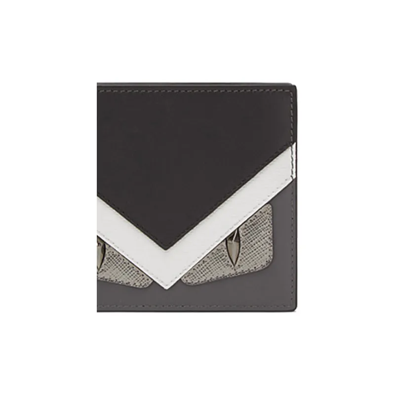 FENDI Multicolor Leather Wallets With Money Clip Men's Black/Gray/White-4