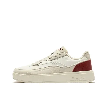 Erke Fun Play Durable Breathable Low Top Skateboard Shoes Men's Microcrystal White Bordeaux Red