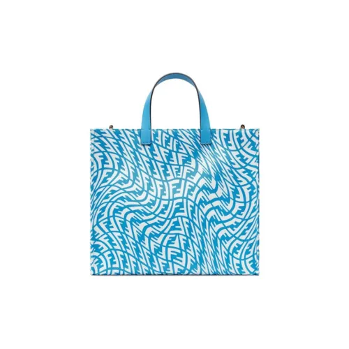 FENDI Glaze Canvas With Leather tote Laurent Bag Shopping Bag Handbag Regular Unisex Blue