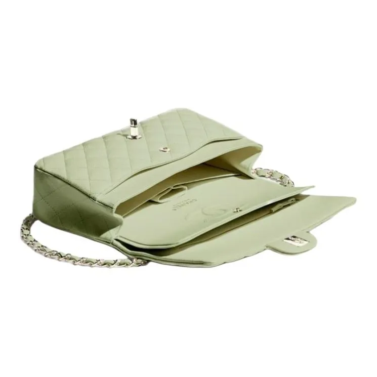 CHANEL Litchi Cow Leather Mouth Cover Bag, Crossbody Bags, Shoulder Bags Medium Size Women's Fruit Green-1
