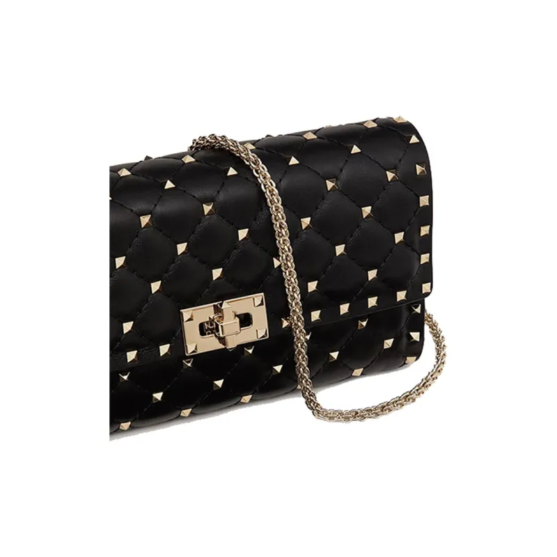 Valentino Quilting Lambskin Shoulder Bag Crossbody Bag Women's Black-3