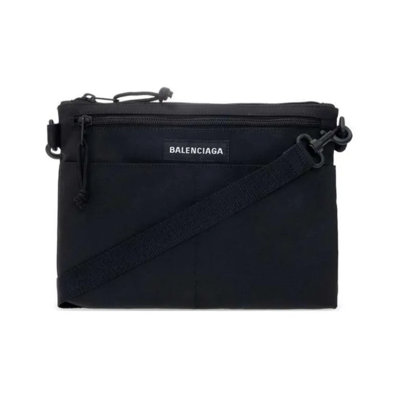 Balenciaga Nylon Shoulder Bag Crossbody Bag Unisex Black-0