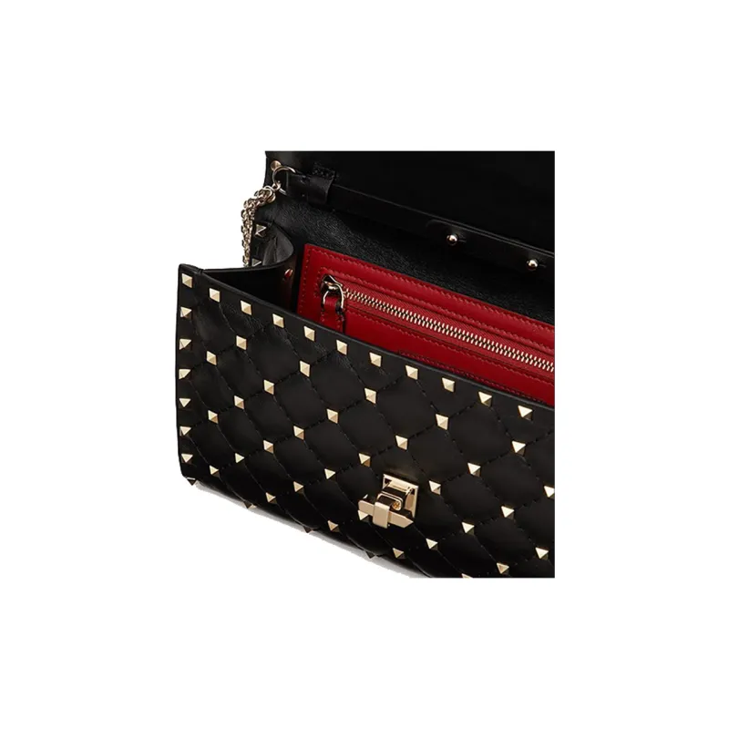 Valentino Quilting Lambskin Shoulder Bag Crossbody Bag Women's Black-4