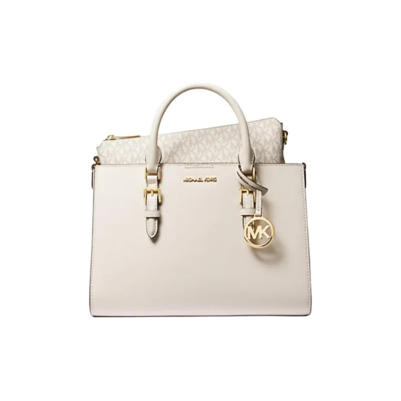 MICHAEL KORS Charlotte Saffiano Leather 2-in-1 Shoulder Bag Crossbody Bag Handbag Medium Size Women's Cream White-1