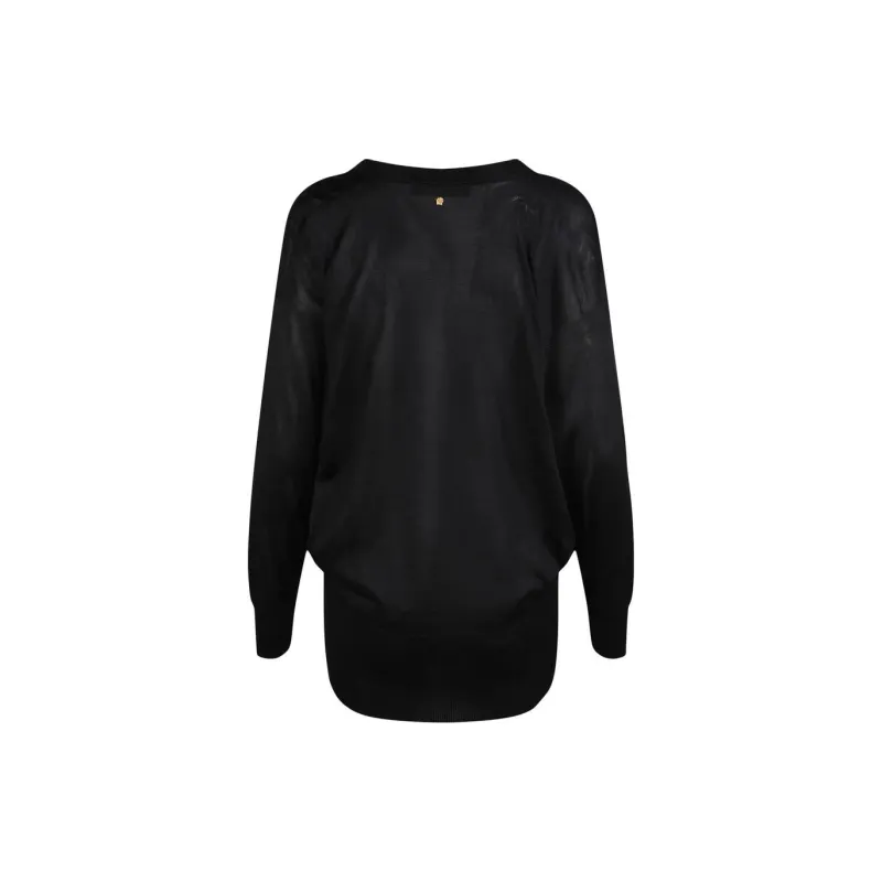VERSACE V Neck Silk Sweater 'Black'-1
