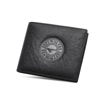 SEPTWOLVES Top Grain Cow Leather Wallet Money Clip Leather Pouch Men's