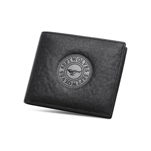 SEPTWOLVES Top Grain Cow Leather Wallet Money Clip Leather Pouch Men's