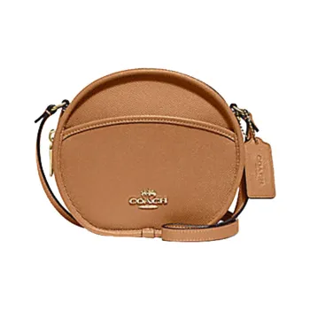 COACH Canteen Leather Small Round Bag Round Bag Cell Phone Pouch Shoulder Bag Crossbody Bag Small Size Women's Brown